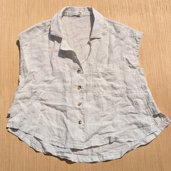 Grade & Gather Blouse Linen Boho Beach Resortwear Summer Casual Top Women Large - Picture 1 of 6